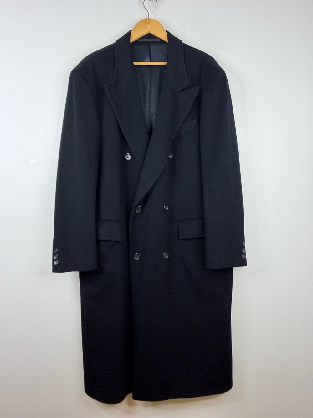 Hugo Boss Overcoat Mens 52 XL Navy Blue Wool Cashmere Loro Piana Formal Top Coat